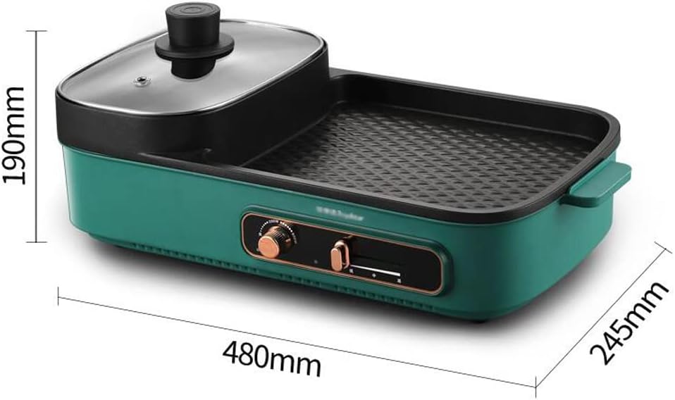YYDS Hot Pot Multifunctional Roasting and Shabu-shabu Pot,Shabu-Roasting Integrated Grill Electric Grill (Color : Green)