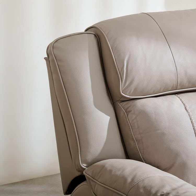 Image of Home Centre | Torino Half Leather 1-Seater Recliner | Recliner Sofa for Living Room | Solid Wood | Grey | 2 Year Warranty