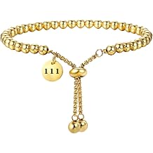 Angel Number Bracelets for Women Lucky 111 222 333 444 555 666 777 888 999 Ball Chain Silver Gold Plated Adjustable Stainless Steel Simple Dainty Jewelry
