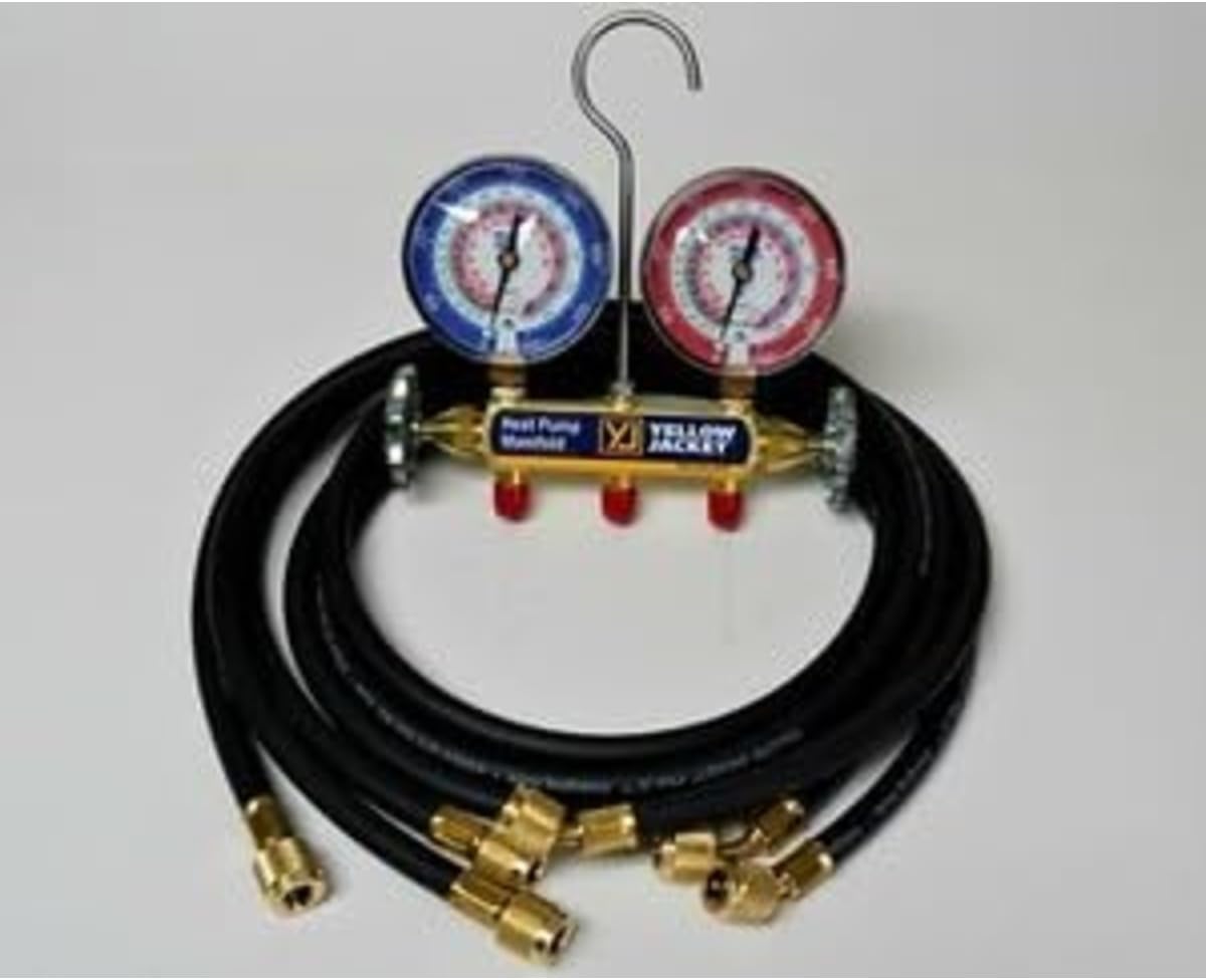 42044 Heat Pump Charging Manifold with 60" Black Plus 1/4" Hoses,