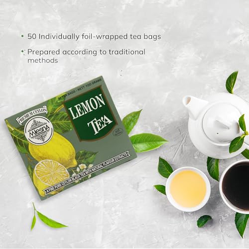 Image of Mlesna Lemon Black Tea 100g | 50 Foil-Wrapped Tea Bags | Pure Ceylon Black Tea | Rich in Antioxidants | Imported from Sri Lanka