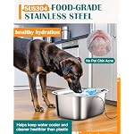Dog Water Fountain for Large Dogs 3 Gallon,PETNF 11.4L Stainless Steel Pet Water Fountain Inside,Automatic Dog Water Bowl Dispenser Cat Drinking Fountain with 2 Filters for Multiple Pets Easy to Clean