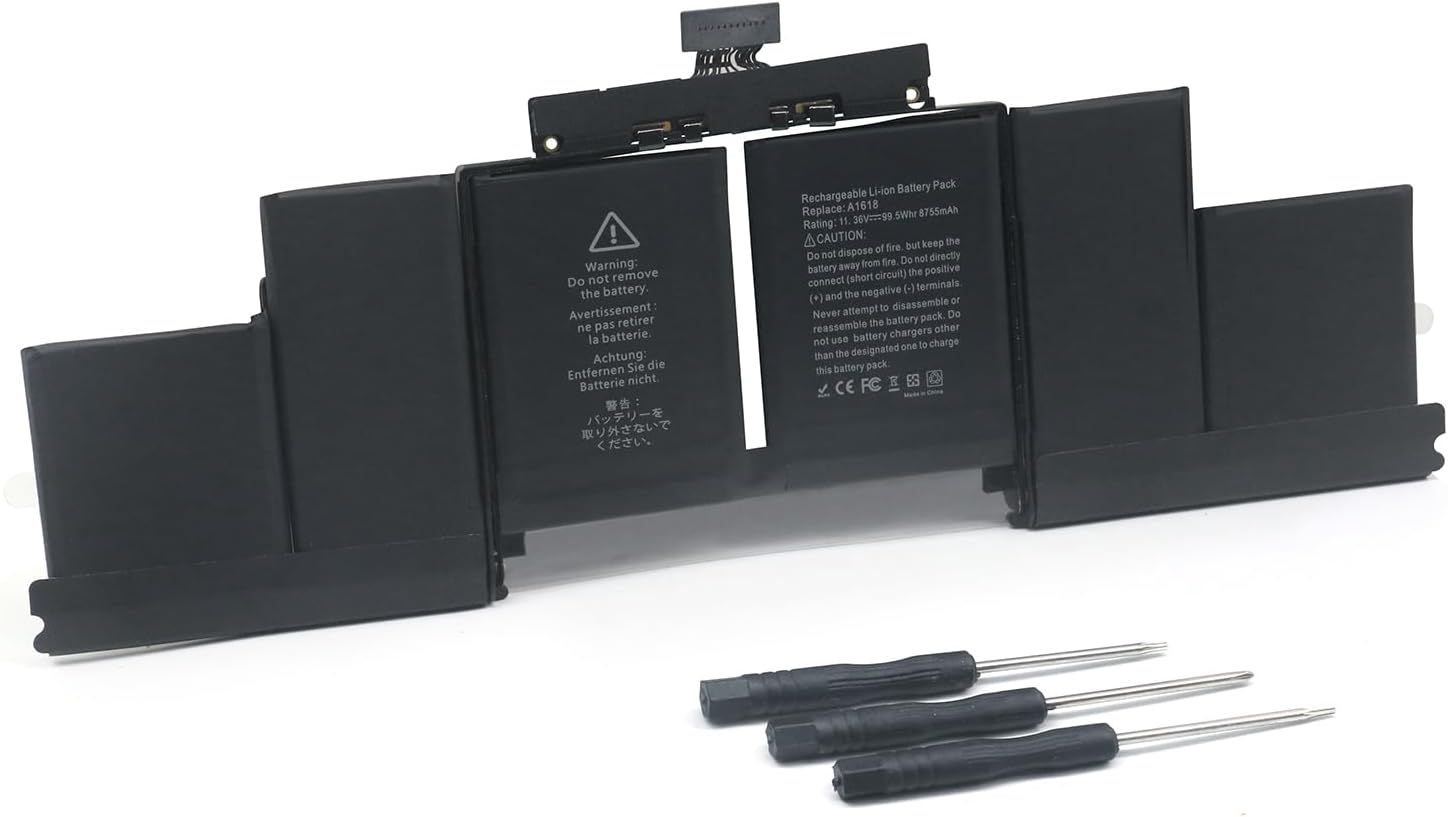 A1618 A1398 A1494 Battery Replacement for MacBook Pro 15 inch Mid 2015 Mid 2014 Late 2013 Retina Version Model [11.36V/99.5Wh/8755mAh]