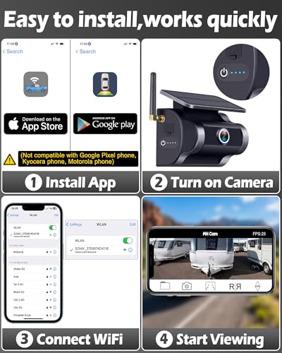 Image of Magnetic Wireless Backup Camera, 5.8G WiFi Backup Camera for Phone | 1-Min Easy Install, HD 1080P Night Vision, Stable Signal, Solar Powered, for Trailer Hook-up & Hitching Gooseneck