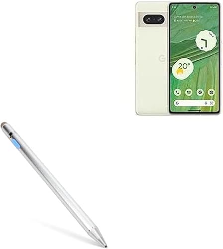 BoxWave Lápiz óptico compatible con Google Pixel 7, AccuPoint Active Stylus, lápiz digital electrónico con punta ultra fina, color plateado metálico