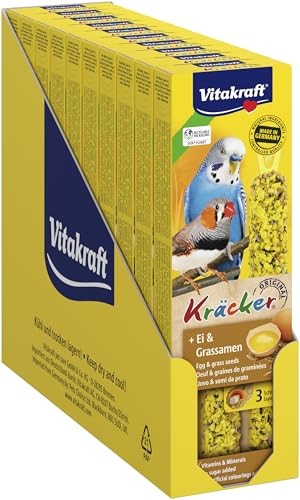VITAKRAFT- Kräcker, Bâtonnets À L’Œuf Et Graines D’Herbe pour Perruches Et Exotiques, Format Économique, sans Sucre Ajouté (1X 54G)