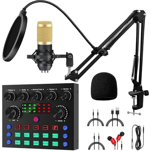 ZONEY Audio Interface Audio Mixer V8S Live Sound Card for Streaming ALL-IN-ONE Production Podcast Equipment Bundle Studio Condenser Microphone Recording Gaming Mic Voice Changer PC
