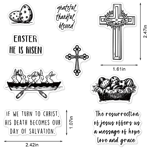 Easter Religion Cross Clear Stamps For Card Making And Journaling, Easter Eggs Silicone Stamps Easter Words Rubber Stamps For Scrapbooking Diy Cards Album Crafts Supplies #TOP1