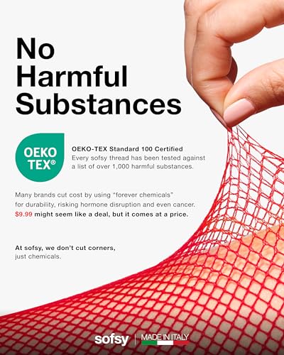 Image of sofsy Italian-Made Soft Fishnet Stockings for Women | 10-Year Hosiery Craftsmanship, Soft Dual Silicone Lace Top, Thigh Highs, Small Grid, Dig-Free, Stretchy