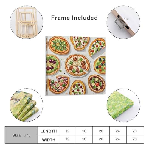 Toile murale abstraite pizza 50x50 cm cadre moderne pour decoration - 2