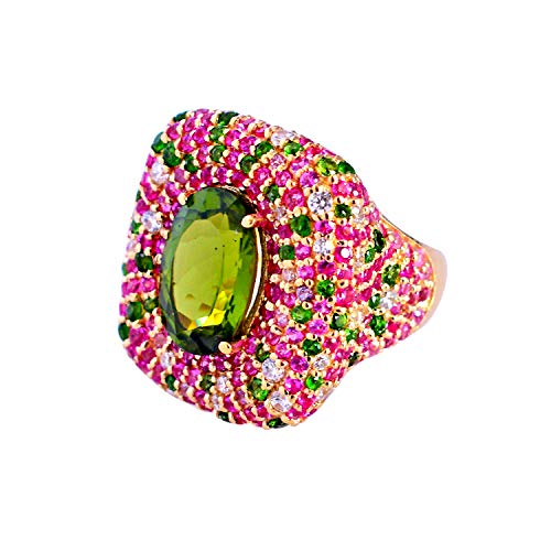 Cadeau bijoux en argent 925 mixte bague pierre ronde et ovale