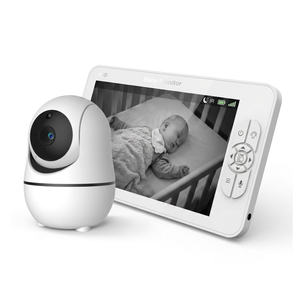 Monitor de bebé de pantalla dividida HD de 7 pulgadas, cámaras duales de 1080P, batería de 6000 mAh de hasta 48 horas, modo VOX, sin monitor privado WiFi con soporte flexible, audio bidireccional, PTZ