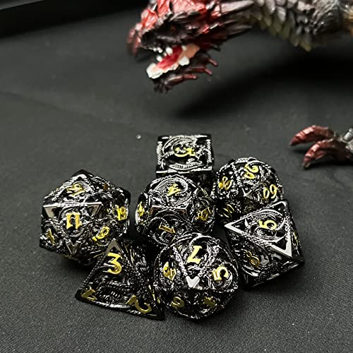 Dnd Dice Set Polyhedral Dice Gifts Metal Hollow D&D Dice Cool Role Playing Dice,Unique Hollow Metal Polyhedral Dice Set For Dungeons And Dragons,Magic The Gathering,Mtg,Rpg Role Playing Game Dice #TOP5
