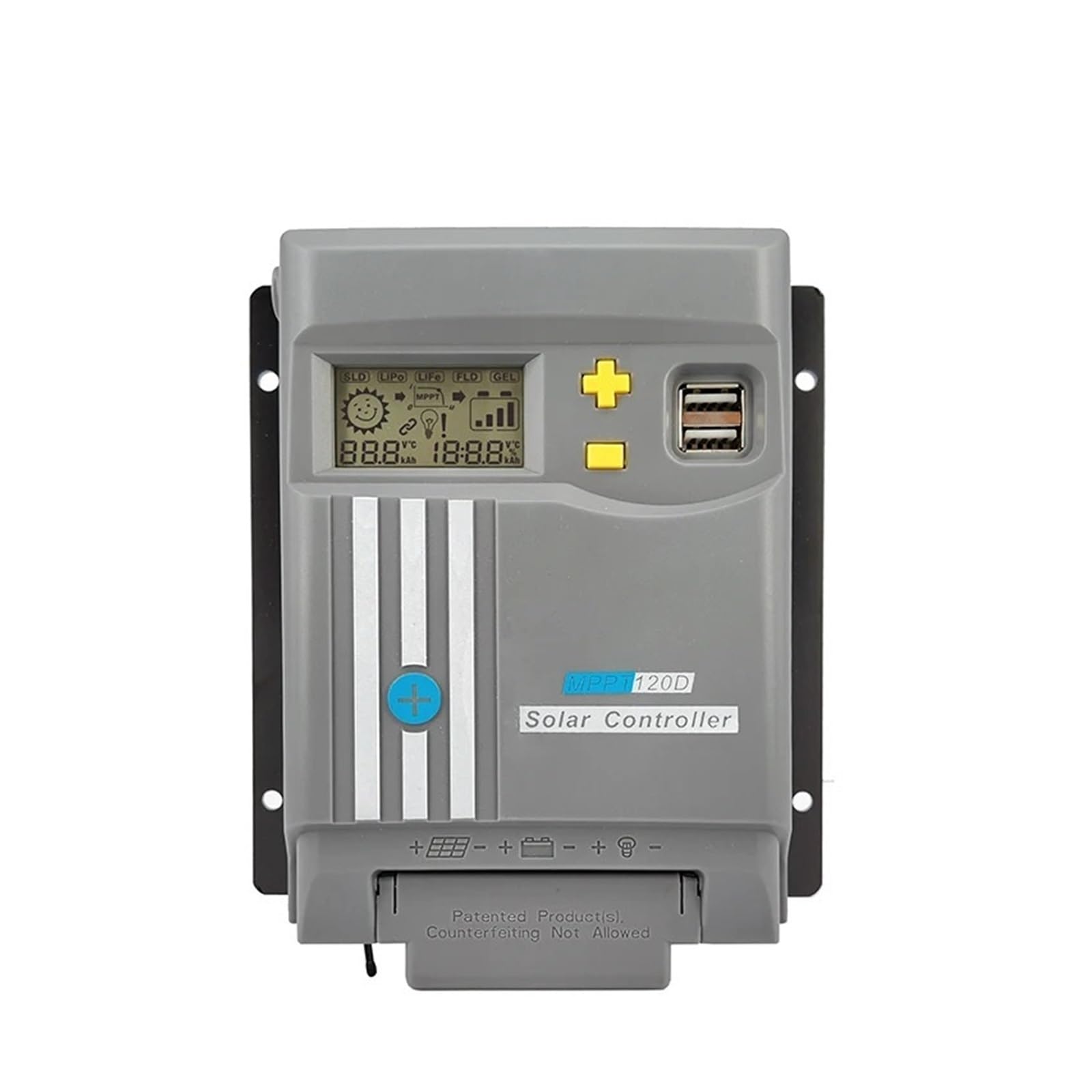 CUDTAPI MPPT 20A With 12V/24V Auto Solar Panel Battery Regulator Char Controller Dual USB For Solar System(MPPT120D)