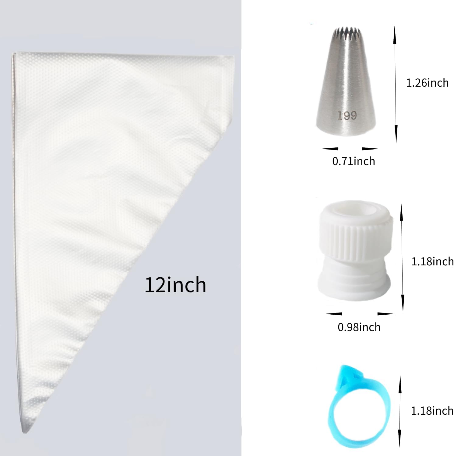 Piping Bags and Tips Set,109pcs Cake Decorating Kit with 100pcs Disposable Icing Pastry Bags, 6 Different Icing Bags Tips, 1 Piping Bag Coupler and 2 Frosting Bags Ties