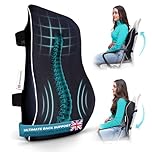 𝐖𝐈𝐍𝐍𝐄𝐑 𝟐𝟎𝟐𝟒* Comfortpad Britain Memory Foam Back Lumbar Support Cushion, for Office Chairs, Cars, Home, with Double Adjustable Straps in Black.