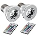 2x E27 RGB LED 4 Watt - Farbwechsel Lampe 4 Watt mit Fernbedienung Farblicht Lampe Strahler Glühbirne Birne Leuchtmittel Spot