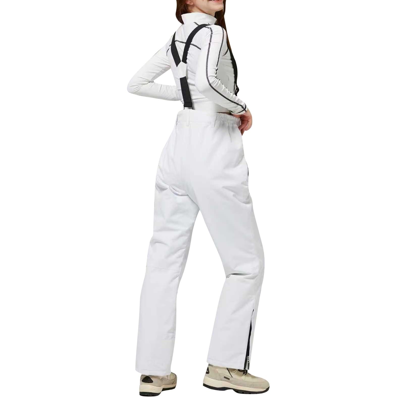 Générique Pantaloni da sci da uomo e donna, impermeabili, tuta da neve calda con spalline regolabili, tuta tinta unita, pantaloni da snowboard da uomo, comodi per pattinaggio all'aperto