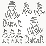 TAMAÑO: El pack incluye 2 Logo + Dakar 17 x 12,5 cm, 2 Logo 8,5 x 6,5 cm, 3 Logo + Dakar 5,5 x4 cm, 5 Logo 3 x 2 cm.
