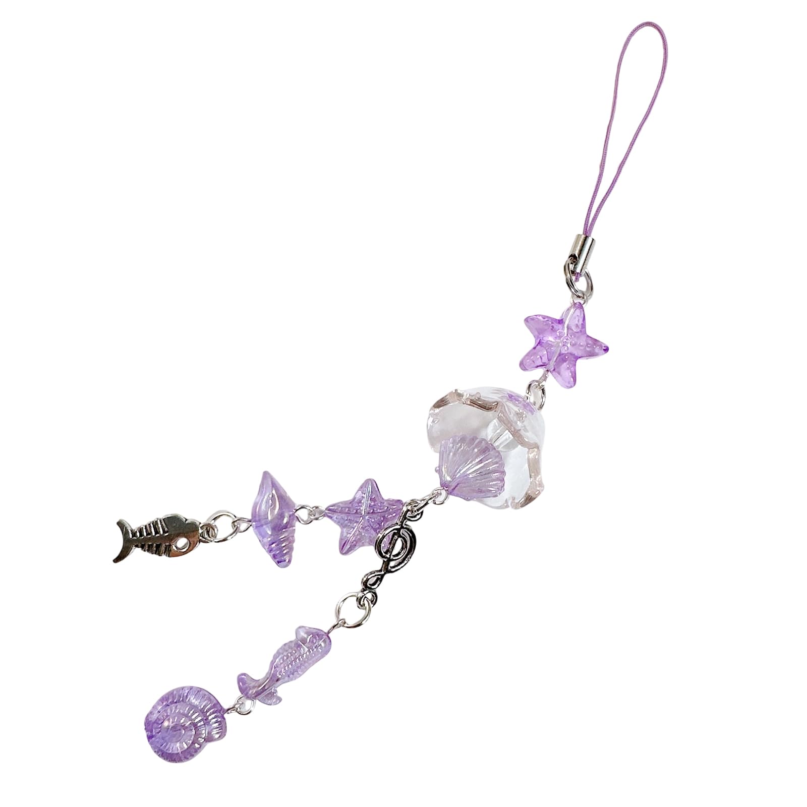NEWFT Lightweight Fish And Seashells Beaded Phone Lanyard Sturdy Phone Hanging Ornament For Beach Lovers And Trendsetters