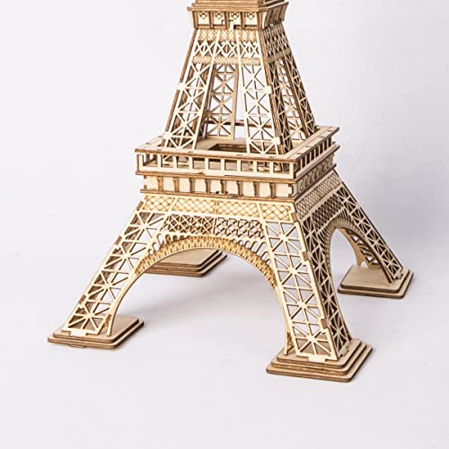 Hands Craft DIY 3D Wooden Puzzle – Eiffel Tower Buildings Laser Cut Assembly Model Kit Brain Teaser Puzzles Educational STEM Toy Adults and Teens to Build Safe and Non-Toxic Premium Wood TG501 - Image 5