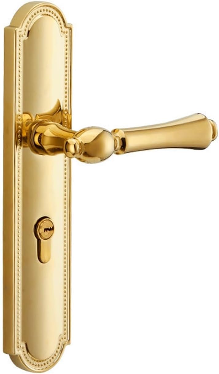 Door Lock Magnetic zinc Alloy Silent Bedroom Solid Wood Door one-Piece Handle Indoor Bedroom Door Lock(PVD Comes 5845 Three Prong)