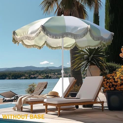 Sombrilla de Playa inclinable con flecos para sombra excepcional 5