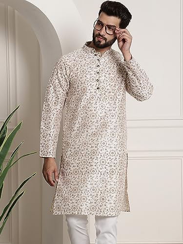 Image of SOJANYA Men's Silk Blend Kurta with Paisley Design