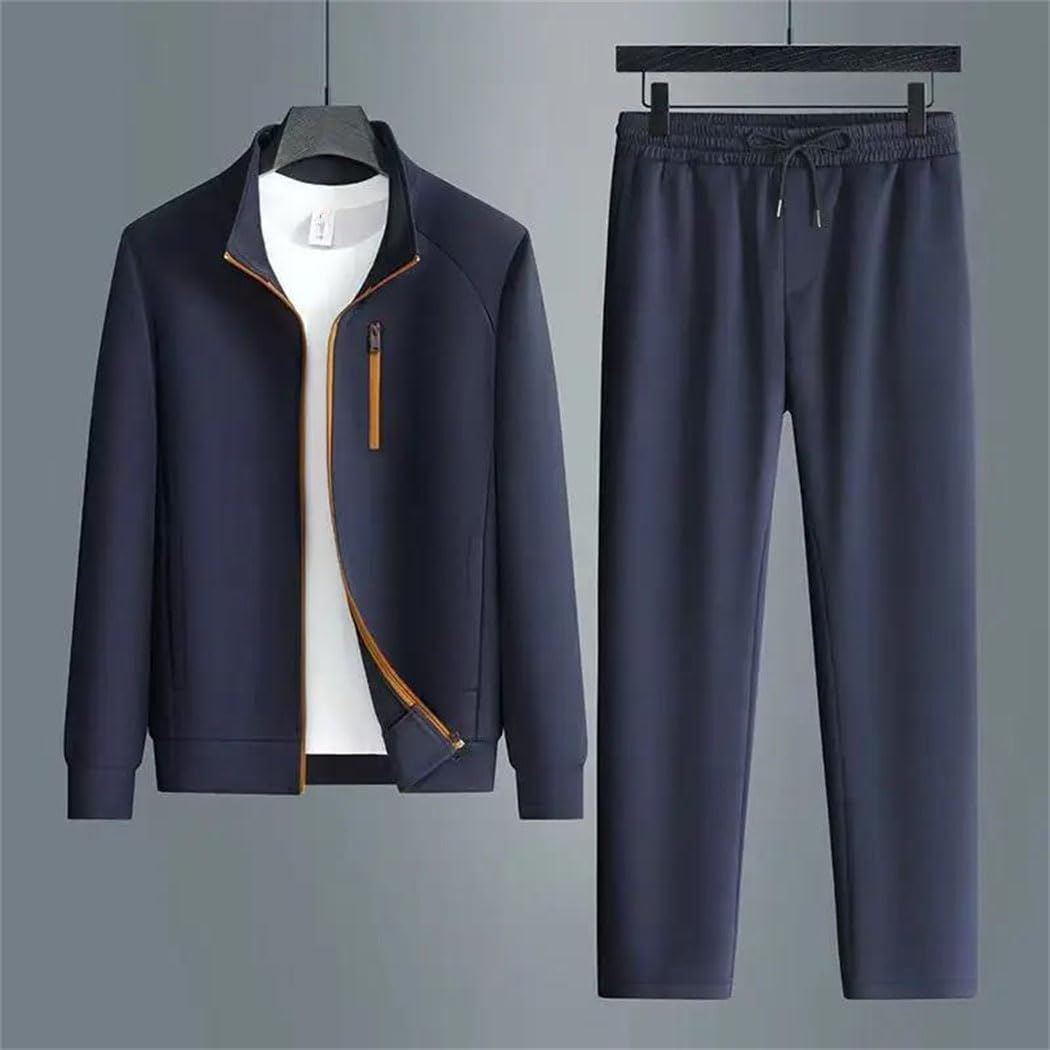 Men's Casual Sportswear Set Autumn Loose Long Sleeve Stand Collar Jacket Straight Leg Pants Jogging Two Piece Set