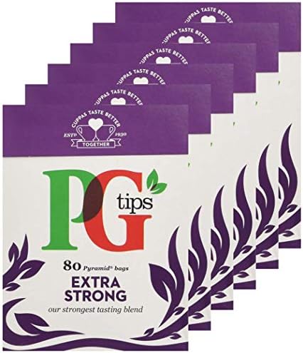 PG tips Extra Strong Biodegradable Pyramid Tea Bags, Large Pack of 480 Teabags, Delicious Cups of Tea for any Occasion, Great for Tea Lovers (6 packs x 80 tea bags)