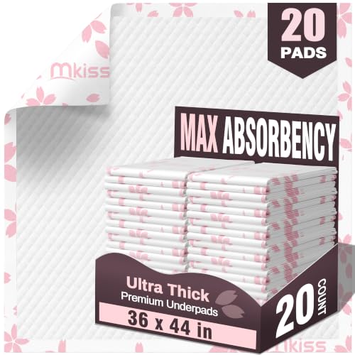Image of MKISS 20 Count Extra Large Disposable Bed Pads 36 inch x 44 inch Incontinence Pads