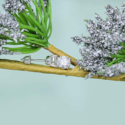 Doveggs Solid 14K White Gold Post 2Ct 6.5Mm G-H-I Color Heart Arrows Cut Moissanite Stud Earrings Screw Back K Gold Quality Silver Earrings For Women #TOP2