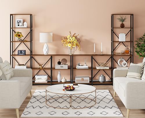 Image of Tribesigns Modern 9 Shelves Bookshelves, Industrial Stepped Ladder Corner Etagere Bookcase, Rustic 6-Tier Display Open Shelf Storage Organizer for Living Room
