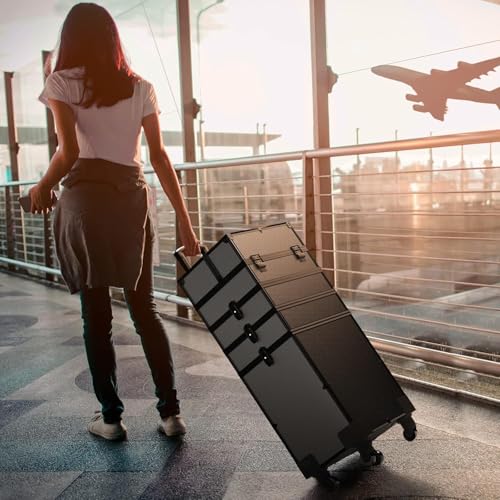 Image of Adson Professional Beauty Makeup Cosmetic Aluminium Vanity Trolley Train case (Titanium Black)