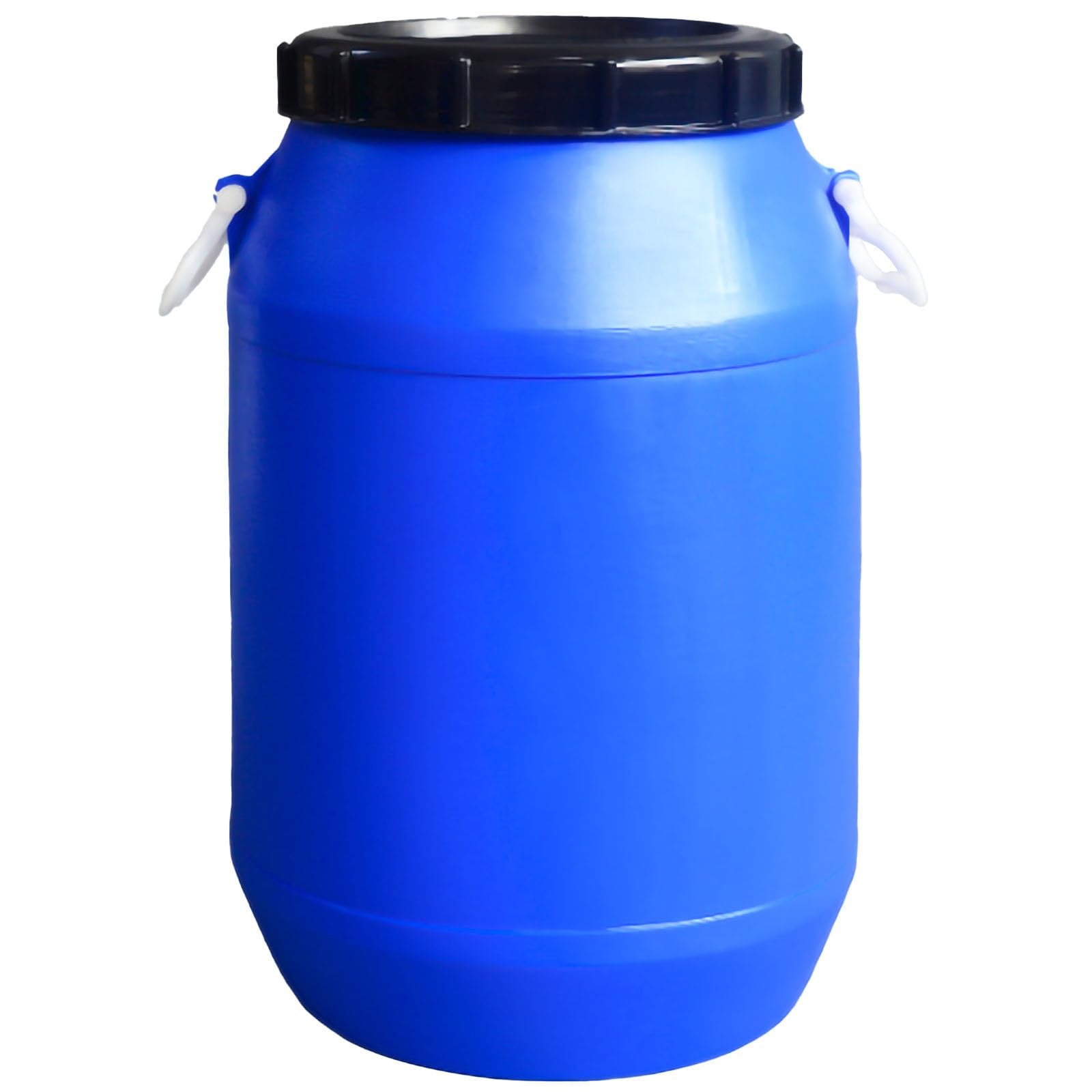 Versiegeltes Kunststoff-Lagerfass mit Deckel – HDPE-Gärbehälter für Getreide, Flüssigkeiten, Haushalt und Industrie – Robustes, versiegeltes Fass mit Griffen – Lebensmittelecht (Blau, 30 l)