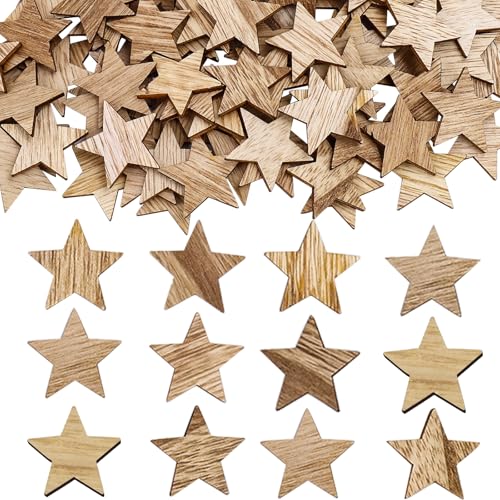 ParPix Holzsterne zum Basteln Groß 4 cm, 100 Stück Holz Sterne Deko...