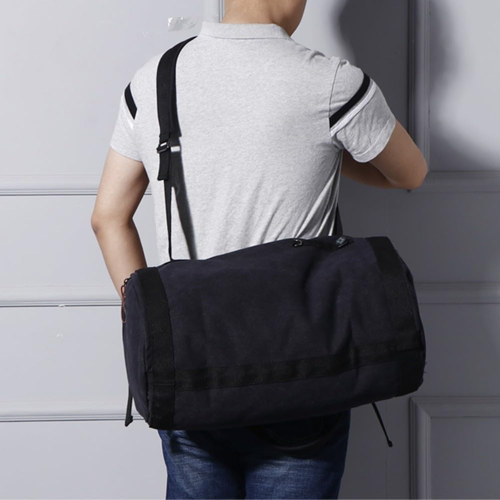 Bolsa de lona resistente de doble correa, perfecta para actividades al aire libre, Black