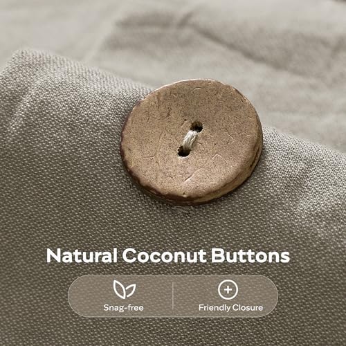 Image of JELLYMONI Cotton Duvet Cover Full Size - Taupe Comforter Cover with Button 100% Washed Cotton 3PCS Breathable Soft Solid Bedding Set Duvet Cover 80x90in & 2 Pillowcases (NO Comforter)