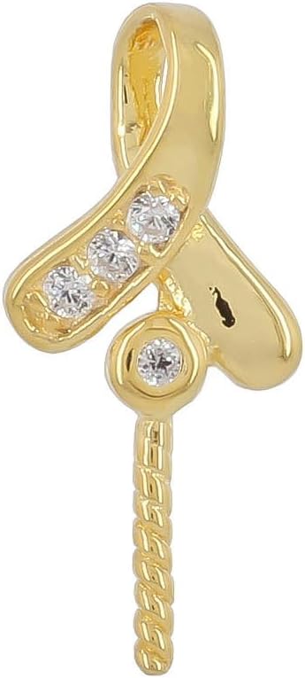 egemmall Sterling Silver CZ Breast Cancer Tie Pearl Pendant Connector Bail with Pin