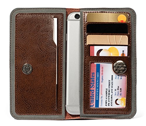 All-In-One Cell Phone Wallet Case (Sizes up to 4.7” Diagonal), This Prime Leather Wallet with Microfiber for Apple iPhone 8, 7, 6s, 6, 5s, 5, SE or Android Smartphones up to 4.7