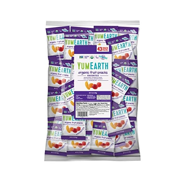 YumEarth Organic Vegan Fruit Snacks, 0.7 Ounce Snack Packs, 43 pack - Allergy Friendly, Non GMO, Gluten Free, Vegan (Packaging May Vary)