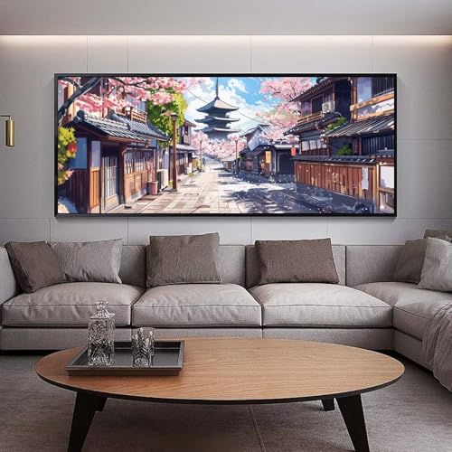 Broderie Diamant Grand Format Toile Anti-Plis Rue du Japon