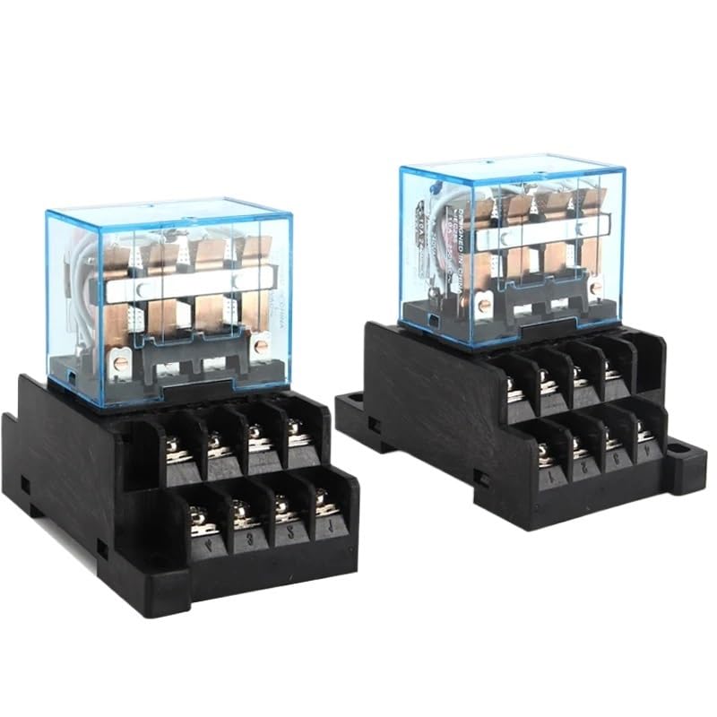 Relé intermedio HH64P LY4NJ 10A, microrelé electromagnético pequeño ACDC12V24V AC110V 220V 380V con base de enchufe de 14 pines PTF14A(With socket,DC 12V)