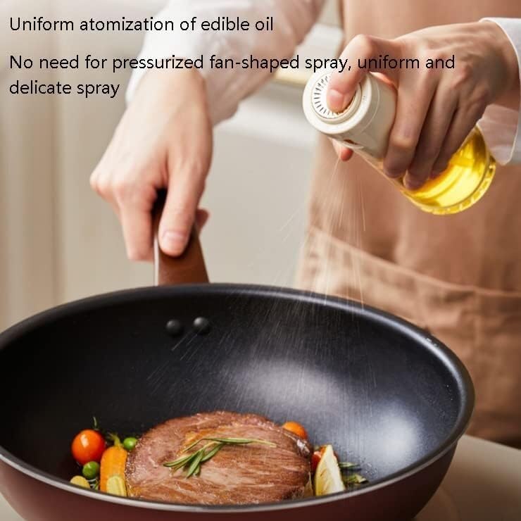 Ölflaschensprüher, Olivenölsprühflasche, Ölsprühflasche, Küchenkessel, hängt nicht, Ölspender, Pressglas, Essigsprüher, Speiseölsprüher for einfachen Kochen (Color : Bianco, Size : 2 sets)
