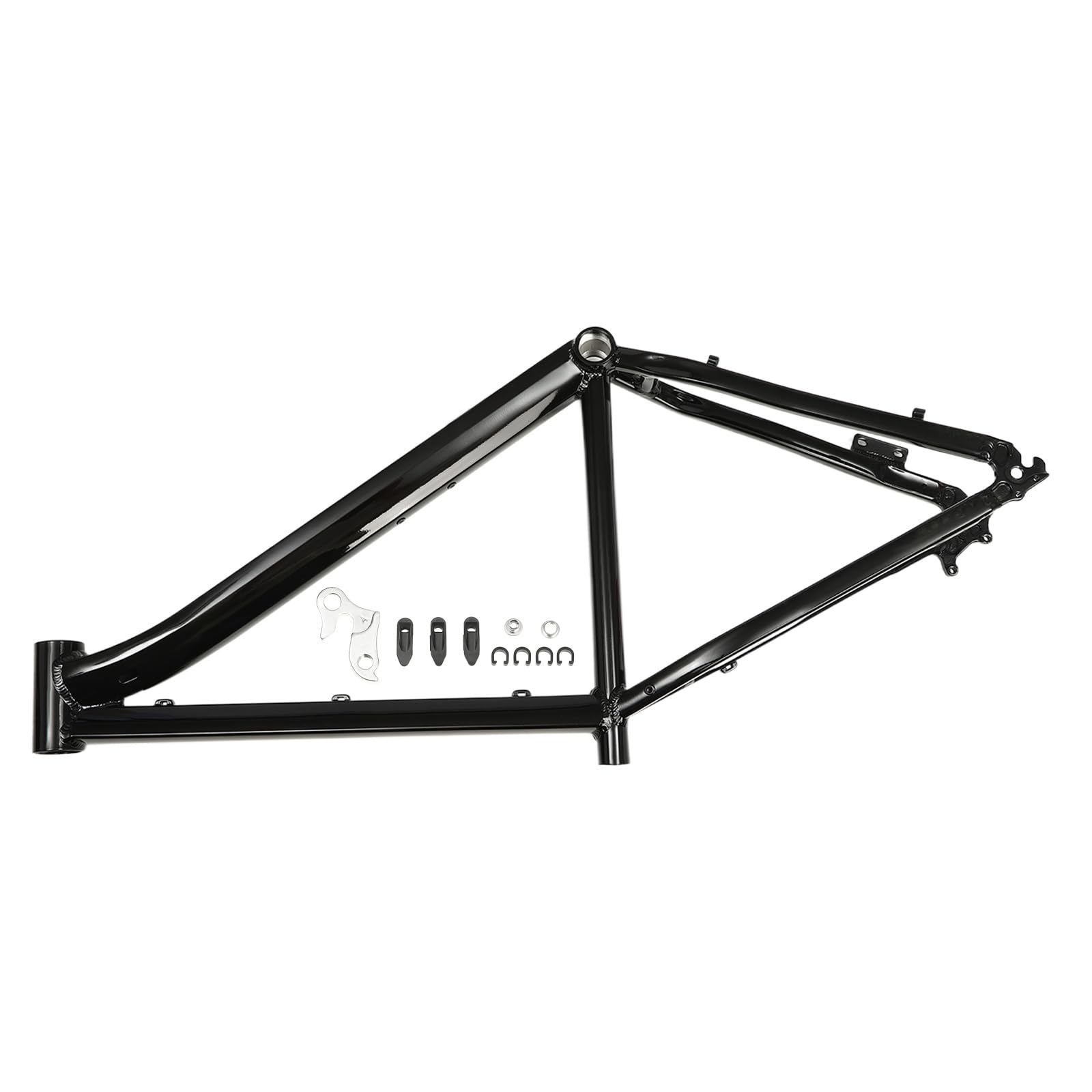 Zestaw ramy roweru MTB, 26" RH 66 cm, aluminiowa rama rowerowa, prowadnica wewnętrzna, rama roweru górskiego, zestaw ramy roweru górskiego, rower górski, czarny