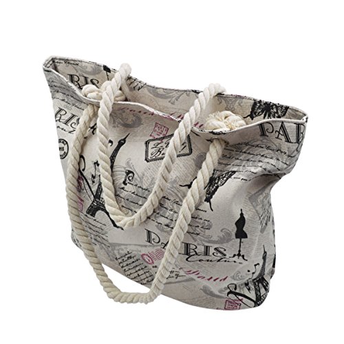 Bolso Tote Premium Grande con Estampado de París y Mariposa miniatura 3