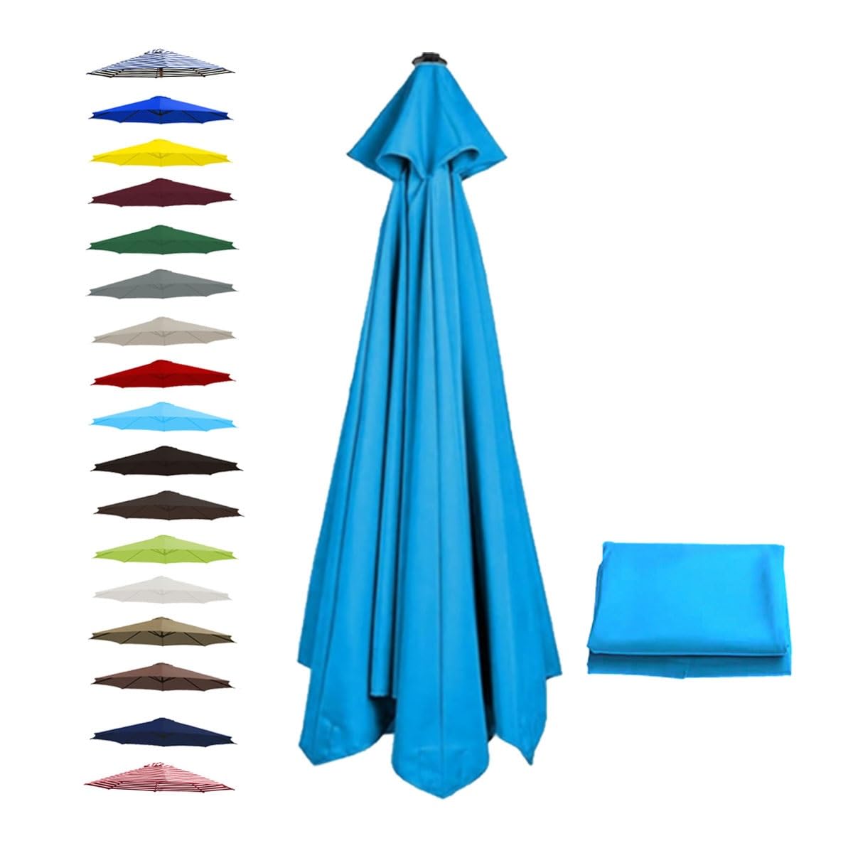 BEEGMA Replacement Parasol Canopy 2.0m 2.50m 2.70m 3.0m Canopy Replacement Top 6 Arms Patio Garden Beach Umbrella Canopy Cover(Color:Light blue,Size:2.70m/9FT)