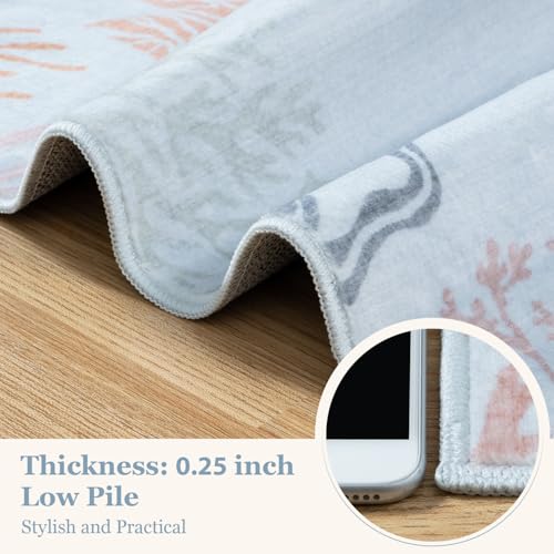 Seavish Coastal Blue Bathroom Runner Rug, 2x6 Beach Themed Carpet Runners for Hallway 6ft, Non Slip Nautical Kitchen Runner Rug, Washable Indoor Soft Floor Decor Mat for Laundry Bedroom Entryway - Image 5