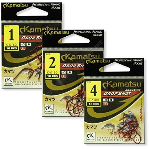 Drop Shot Hooks Red size 1 2 4 Wide Gap Soft Lures Bait Set Perch Fishing (03. 1x10pcs Size 2 Drop Shot Red Hooks Kamatsu) Cover