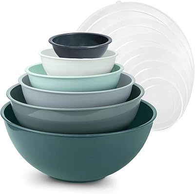 COOK WITH COLOR Mixing Bowls with Lids - 12 Piece Plastic Nesting Bowls Set includes 6 Prep Bowls and 6 Lids, Microwave Sa...